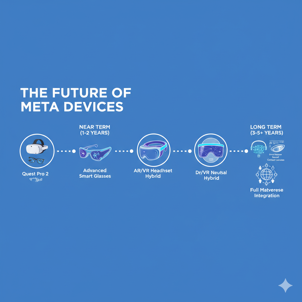 A preview of next-generation Meta devices showcasing advanced VR and AR technology for immersive digital experiences.